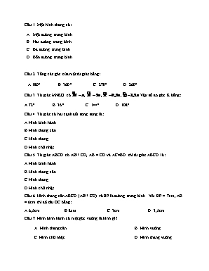 Đề kiểm tra 15 phút môn Toán Lớp 8